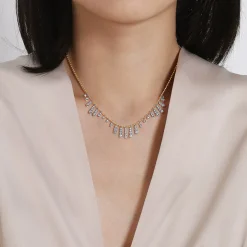 Gabriel & Co. 14K White Yellow Gold Graduating Diamond Droplet Necklace