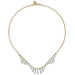 Gabriel & Co. 14K White Yellow Gold Graduating Diamond Droplet Necklace