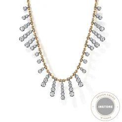 Gabriel & Co. 14K White Yellow Gold Graduating Diamond Droplet Necklace