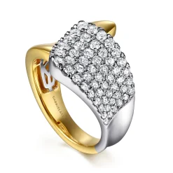 Best Gabriel & Co. 14K White Yellow Gold Graduating Diamond Bypass Ring