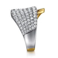 Best Gabriel & Co. 14K White Yellow Gold Graduating Diamond Bypass Ring