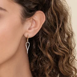 Clearance Gabriel & Co. 14K White Yellow Gold Graduating Diamond Huggie Drop Earrings