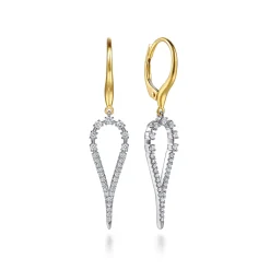Clearance Gabriel & Co. 14K White Yellow Gold Graduating Diamond Huggie Drop Earrings