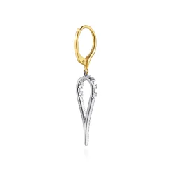 Clearance Gabriel & Co. 14K White Yellow Gold Graduating Diamond Huggie Drop Earrings