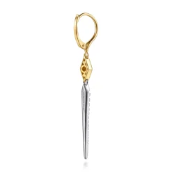 Online Gabriel & Co. 14K White Yellow Gold Graduating Diamond Spike And Rhombus Shape Leverback Drop Earrings
