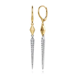 Online Gabriel & Co. 14K White Yellow Gold Graduating Diamond Spike And Rhombus Shape Leverback Drop Earrings