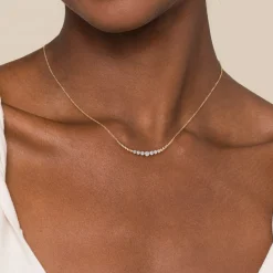 Gabriel & Co. 14K White Yellow Gold Graduating Bujukan and Diamond Bar Necklace