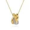 Clearance Gabriel & Co. 14K White Yellow Gold Graduating Diamond and Diamond Cut Pendant Necklace