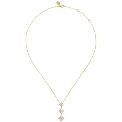 Discount Gabriel & Co. 14K White Yellow Gold Graduating Diamond Flower Pendant Drop Necklace