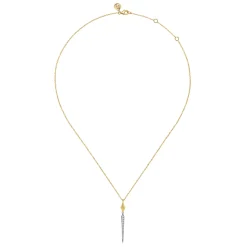 Sale Gabriel & Co. 14K White Yellow Gold Graduating Diamond Spike And Rhombus Shape Pendant Necklace