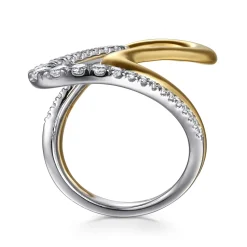 Hot Gabriel & Co. 14K White Yellow Gold Graduating Diamond Twisted Ring