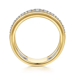 Best Gabriel & Co. 14K White Yellow Gold Graduating Diamond Easy Stackable Ring