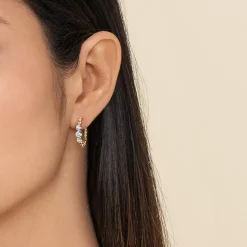 Sale Gabriel & Co. 14K White Yellow Gold Graduating Bujukan and Diamond Classic Hoop Earrings