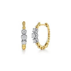 Sale Gabriel & Co. 14K White Yellow Gold Graduating Bujukan and Diamond Classic Hoop Earrings