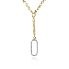 New Gabriel & Co. 14K White Yellow Gold Hollow Tube Link Diamond Y Necklace