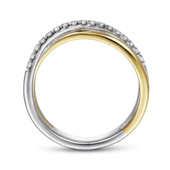 Best Gabriel & Co. 14K White-Yellow Gold Layered Three Strand Diamond Ring