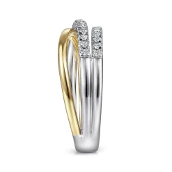 Best Gabriel & Co. 14K White-Yellow Gold Layered Three Strand Diamond Ring