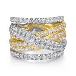 Hot Gabriel & Co. 18K White Yellow Gold Layered Wide Band Diamond Ring