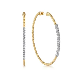 Outlet Gabriel & Co. 14K White-Yellow Gold 60mm Bujukan Diamond Hoop Earrings