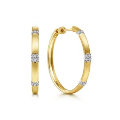 Online Gabriel & Co. 14K White-Yellow Gold 30mm Classic Diamond Hoop Earrings