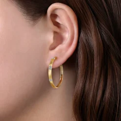 Online Gabriel & Co. 14K White-Yellow Gold 30mm Classic Diamond Hoop Earrings