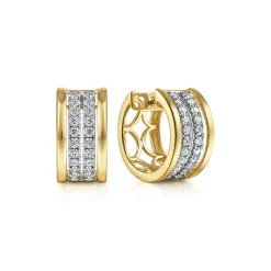 Discount Gabriel & Co. 14K White-Yellow Gold 15mm Diamond Earrings