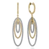 Sale Gabriel & Co. 14K White Yellow Gold Multi Oval Diamond Bujukan Huggie Drop Earrings
