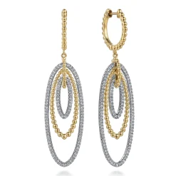 Sale Gabriel & Co. 14K White Yellow Gold Multi Oval Diamond Bujukan Huggie Drop Earrings