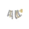 Gabriel & Co. 14K White Yellow Gold Multi Row Diamond J Hoop Earrings