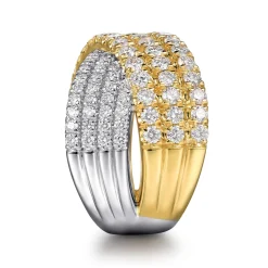 Best Gabriel & Co. 18K White Yellow Gold Multi Row Diamond Criss Cross Ring