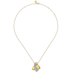 New Gabriel & Co. 14K White Yellow Gold Multi Row Graduating Diamond Pendant Necklace