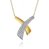 Hot Gabriel & Co. 14K White Yellow Gold Multi Row Graduating Diamond Pendant Necklace