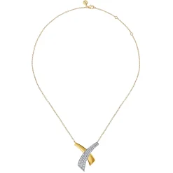 Hot Gabriel & Co. 14K White Yellow Gold Multi Row Graduating Diamond Pendant Necklace