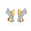 Outlet Gabriel & Co. 14K White Yellow Gold Multi Row Graduating Diamond J Hoop Stud Earrings