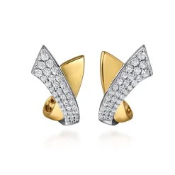 Outlet Gabriel & Co. 14K White Yellow Gold Multi Row Graduating Diamond J Hoop Stud Earrings