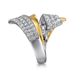 Online Gabriel & Co. 14K White Yellow Gold Multi Row Graduating Diamond Bypass Ring