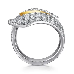 Online Gabriel & Co. 14K White Yellow Gold Multi Row Graduating Diamond Bypass Ring