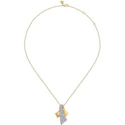 Clearance Gabriel & Co. 14K White Yellow Gold Multi Row Graduating Diamond Pendant Necklace