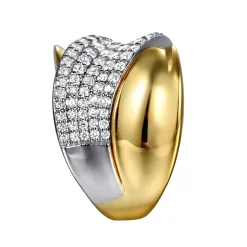 Clearance Gabriel & Co. 14K White Yellow Gold Pave Diamond Ring