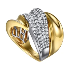 Clearance Gabriel & Co. 14K White Yellow Gold Pave Diamond Ring
