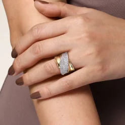 Clearance Gabriel & Co. 14K White Yellow Gold Pave Diamond Ring