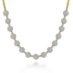 Best Gabriel & Co. 14K White-Yellow Gold Pave Diamond Cluster Station Bujukan Necklace