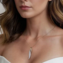 Hot Gabriel & Co. 14K White Yellow Gold Pave Diamond Bypass Pendant Necklace