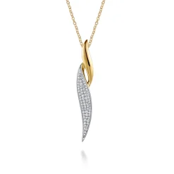 Hot Gabriel & Co. 14K White Yellow Gold Pave Diamond Bypass Pendant Necklace