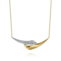 Online Gabriel & Co. 14K White Yellow Gold Pave Diamond Bypass Bar Necklace