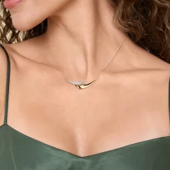 Online Gabriel & Co. 14K White Yellow Gold Pave Diamond Bypass Bar Necklace