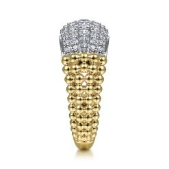Online Gabriel & Co. 14K White-Yellow Gold Pave Diamond and Bujukan Bead Wide Band