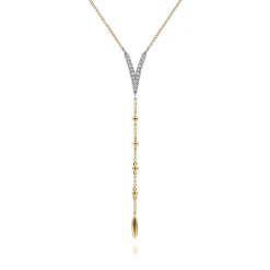 Hot Gabriel & Co. 14K White Yellow Gold Pave Diamond Layered Chevron Necklace