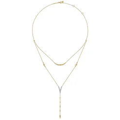 Hot Gabriel & Co. 14K White Yellow Gold Pave Diamond Layered Chevron Necklace
