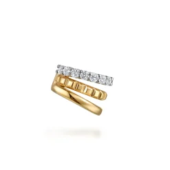 Hot Gabriel & Co. 14K White Yellow Gold Prong Set Diamond Multi Row Single Ear Cuff